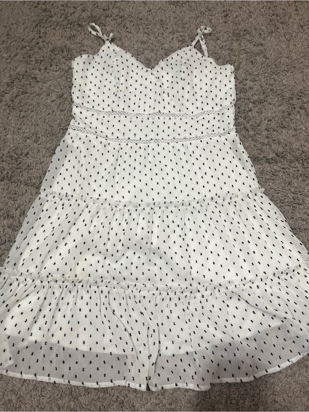 Trixxi White Mini Dress with Black Dot Print
